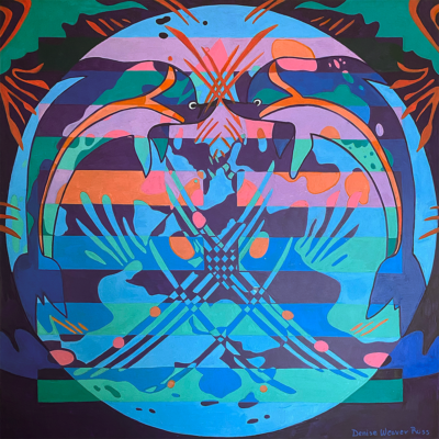 Hexagram 61: Sincerity, Acrylic on Panel, 30x30 inches, © Denise WEaver Ross